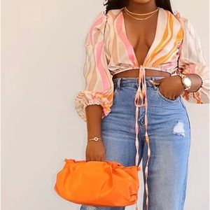 Satin cropped blouse